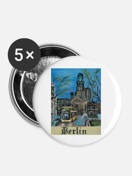 KaiserWilhelmKirche - Buttons klein 25 mm (5er Pack) - Weiß