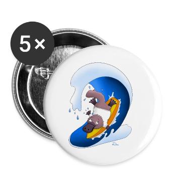Surfing platypus - Buttons small 1''/25 mm (5-pack) - white - Front
