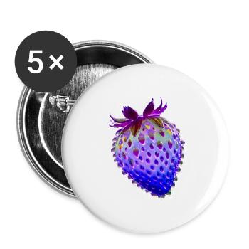 Strawberry.Blue Strawberry,Water Drops,Glass - Buttons small 1''/25 mm (5-pack) - white - Front