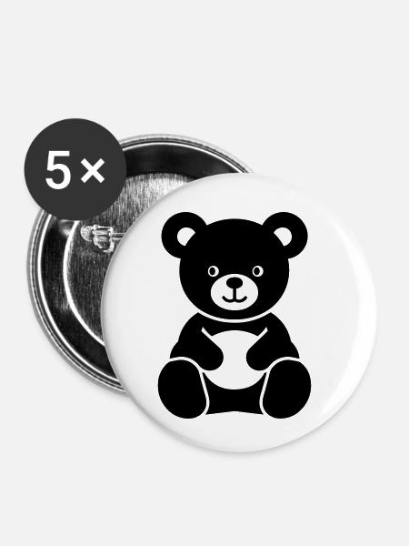 Teddybär - Buttons klein 25 mm (5er Pack) - Weiß