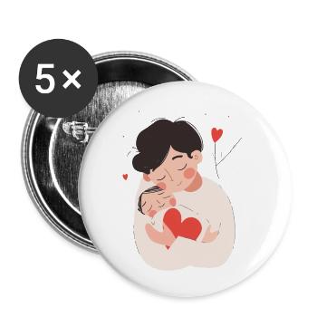 Father and son/daughter newborn - Buttons small 1''/25 mm (5-pack) - white - Front