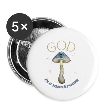God is a mushroom - Buttons small 1''/25 mm (5-pack) - white - Front
