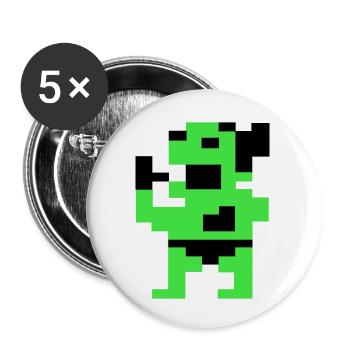 Der dicke Grüne (Pix) - Buttons klein 25 mm (5er Pack) - Weiß - Vorne