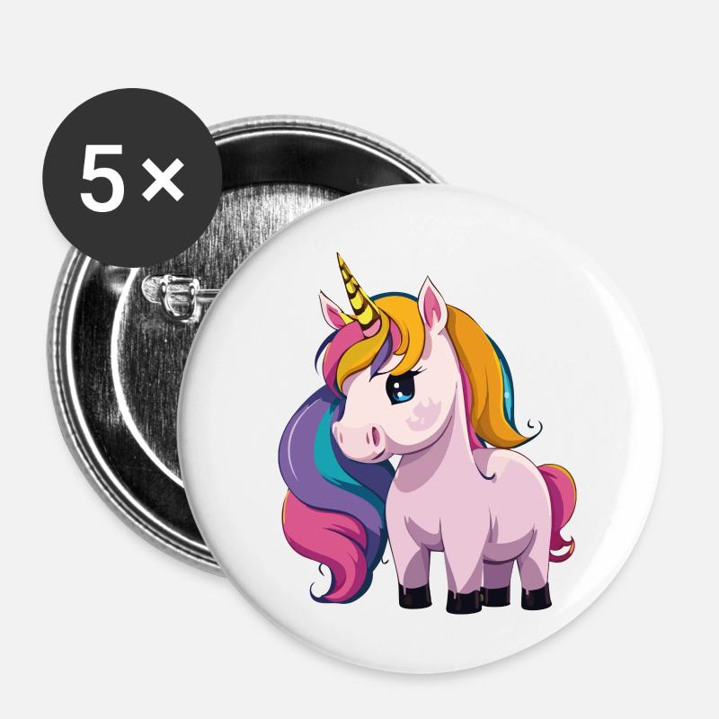 einhorn - Buttons klein 25 mm (5er Pack) - Weiß