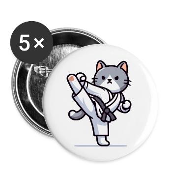 Karate Kitty: The Feline Fighter - Buttons small 1''/25 mm (5-pack) - white - Front