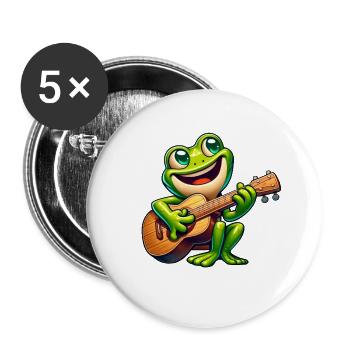 Cute Frog Guitarist Music - Buttons small 1''/25 mm (5-pack) - white - Front