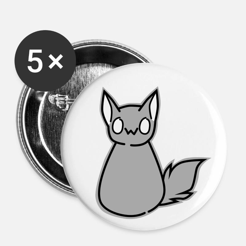 OwO wolf - Buttons klein 25 mm (5er Pack) - Weiß