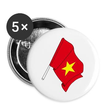 Flagge Vietnam - Buttons klein 25 mm (5er Pack) - Weiß - Vorne