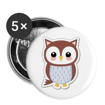Eulen Sticker - Buttons klein 25 mm (5er Pack) - Weiß - Vorne