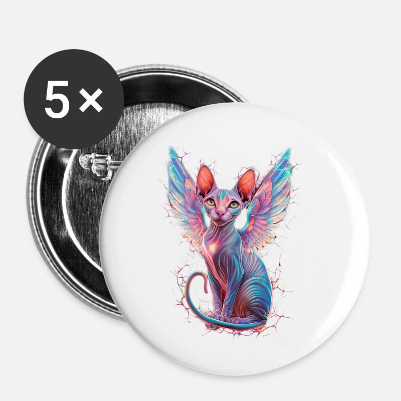 Sphynx Cat for Cat Lovers - Buttons small 1''/25 mm (5-pack) - white