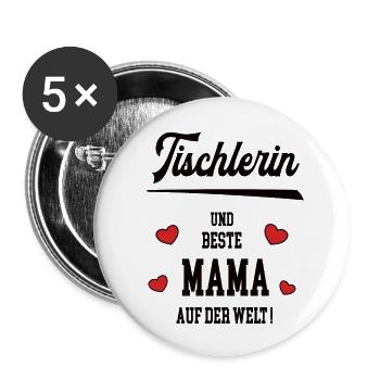 Beste Mama Tischlerin Muttertag Geburtstag Mutter - Buttons klein 25 mm (5er Pack) - Weiß - Vorne