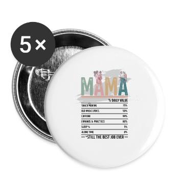 Mama Mom Life Gift - Buttons small 1''/25 mm (5-pack) - white - Front