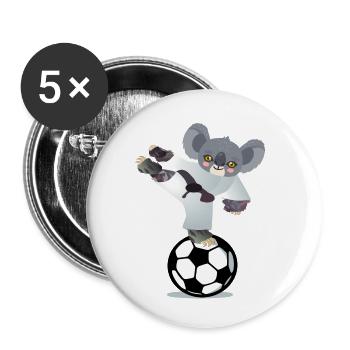 FUSSBALLSPIELER, JUDO-KARATE-ATHLET - Buttons klein 25 mm (5er Pack) - Weiß - Vorne