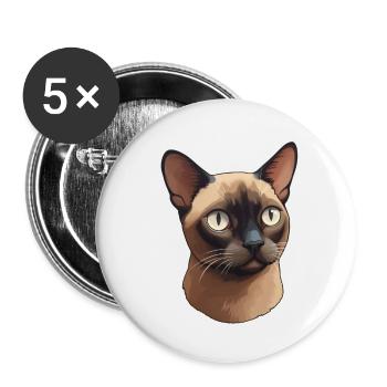Burma-Katzenkopf - Buttons klein 25 mm (5er Pack) - Weiß - Vorne