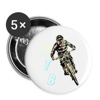 MTB-Abfahrt - Buttons klein 25 mm (5er Pack) - Weiß - Vorne
