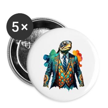 Schildkröte im Anzug - Buttons klein 25 mm (5er Pack) - Weiß - Vorne
