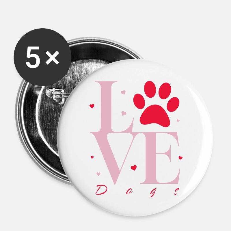 Amour de chien @ Markus - Lot de 5 petits badges (25 mm) - blanc