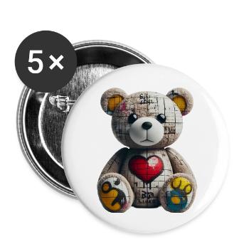 Orso orsacchiotto Teddy Bear - Buttons small 1''/25 mm (5-pack) - white - Front
