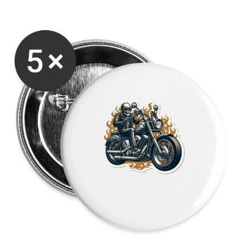 Motorrad clup - Buttons klein 25 mm (5er Pack) - Weiß - Vorne