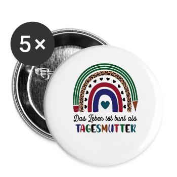 Tagesmutter Kindergarten Kinder Betreuerin Kita - Buttons klein 25 mm (5er Pack) - Weiß - Vorne
