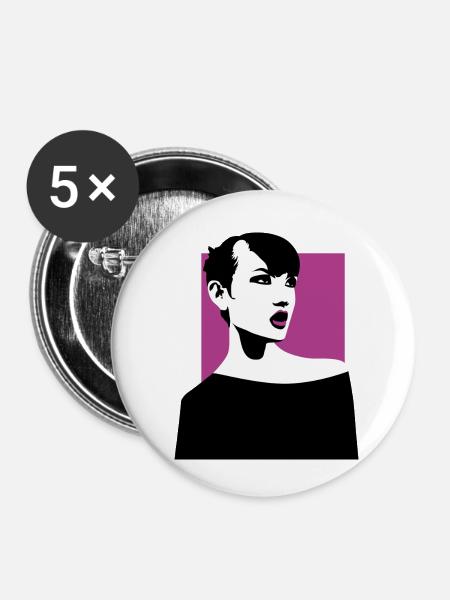 Mädchen - Buttons klein 25 mm (5er Pack) - Weiß