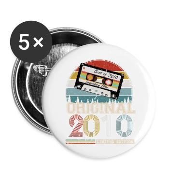 Jahrgang 2010 14 Jahre Jubiläumsgeschenk - Buttons klein 25 mm (5er Pack) - Weiß - Vorne