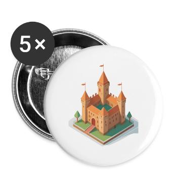 Medieval castle - Buttons small 1''/25 mm (5-pack) - white - Front