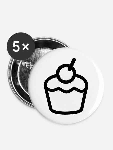Cupcake - Buttons klein 25 mm (5er Pack) - Weiß