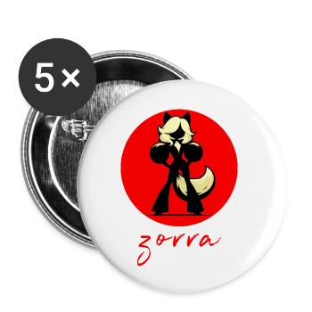 Renard à fond rouge - Lot de 5 petits badges (25 mm) - blanc - Devant
