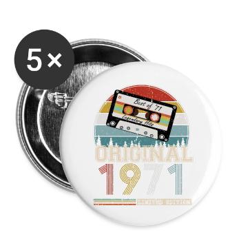 Jahrgang 1971 53 Jahre Jubiläumsgeschenk - Buttons klein 25 mm (5er Pack) - Weiß - Vorne
