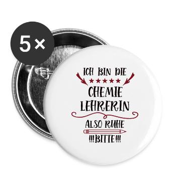 Chemielehrerin Lehrer Spruch Lehrerin Der Chemie - Buttons klein 25 mm (5er Pack) - Weiß - Vorne