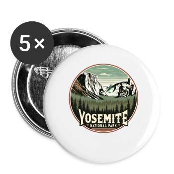 Boucle vintage du parc national de Yosemite - Lot de 5 petits badges (25 mm) - blanc - Devant