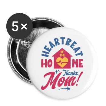 Battement de cœur de la maison - Lot de 5 petits badges (25 mm) - blanc - Devant