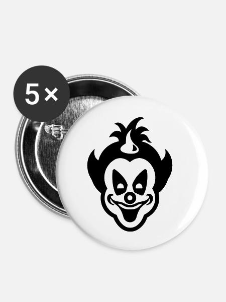 Clown - Buttons klein 25 mm (5er Pack) - Weiß