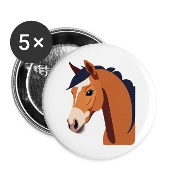Horse Head Brown Horse - Buttons small 1''/25 mm (5-pack) - white - Front