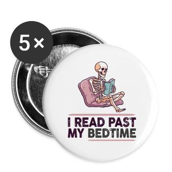 I read skeleton after bedtime - Buttons small 1''/25 mm (5-pack) - white - Front