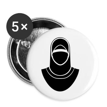 hijab headscarf muslim woman - Buttons small 1''/25 mm (5-pack) - white - Front