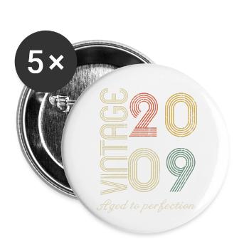 15 Year Anniversary Gift - 2009 - Buttons small 1''/25 mm (5-pack) - white - Front