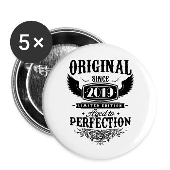 Perfektion 2019 - 5-jähriges Jubiläum, Original - Buttons klein 25 mm (5er Pack) - Weiß - Vorne