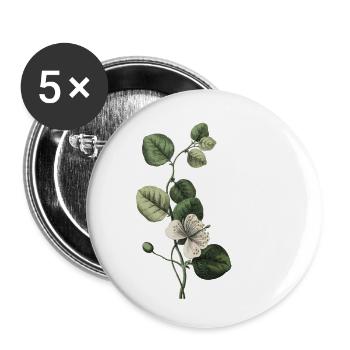 Grüner botanischer Buchstabe E - Buttons klein 25 mm (5er Pack) - Weiß - Vorne