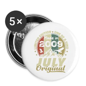 Juillet 2009 Cadeau Anniversaire 2009 Juillet 2009 - Lot de 5 petits badges (25 mm) - blanc - Devant