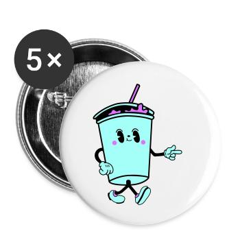 drink cartoon - Buttons klein 25 mm (5er Pack) - Weiß - Vorne