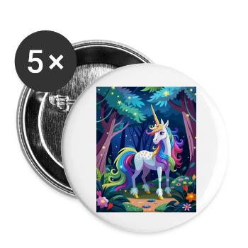 Magical unicorn in the forest - Buttons small 1''/25 mm (5-pack) - white - Front