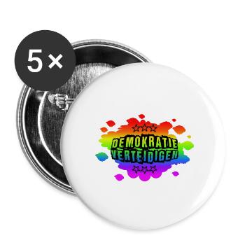 AfD stoppen gegen rechts Demokratie verteidigen - Buttons klein 25 mm (5er Pack) - Weiß - Vorne