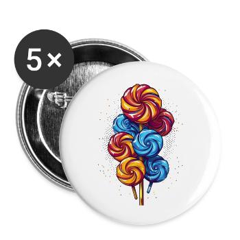 Lutscher oder Lollis - Buttons klein 25 mm (5er Pack) - Weiß - Vorne