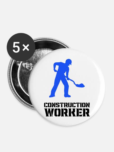 bauarbeiter baustelle worker - Buttons klein 25 mm (5er Pack) - Weiß