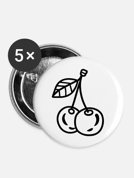 Kirsche - Buttons klein 25 mm (5er Pack) - Weiß