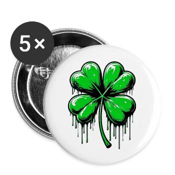 Trèfle à quatre feuilles - Lot de 5 petits badges (25 mm) - blanc - Devant