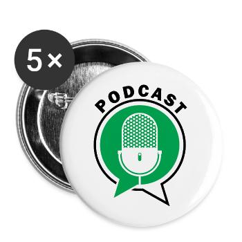 Podcast Microphone Speech Bubbles - Buttons small 1''/25 mm (5-pack) - white - Front