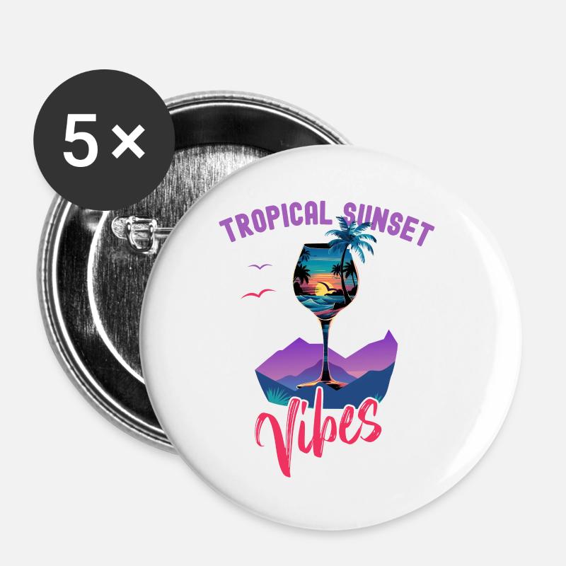Tropische Sonnenuntergangsstimmung - Buttons klein 25 mm (5er Pack) - Weiß